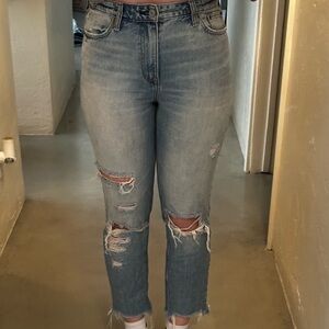Abercrombie & Fitch Distressed Cropped Girlfriend Denim Jeans